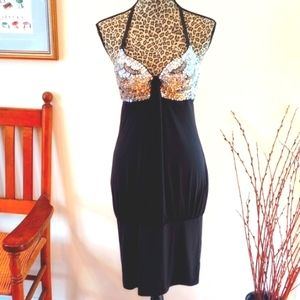 REDUCED!Juju & B Boutique Cocktail Dress w/Beaded Sequined Bra Top Size:M/LBlack